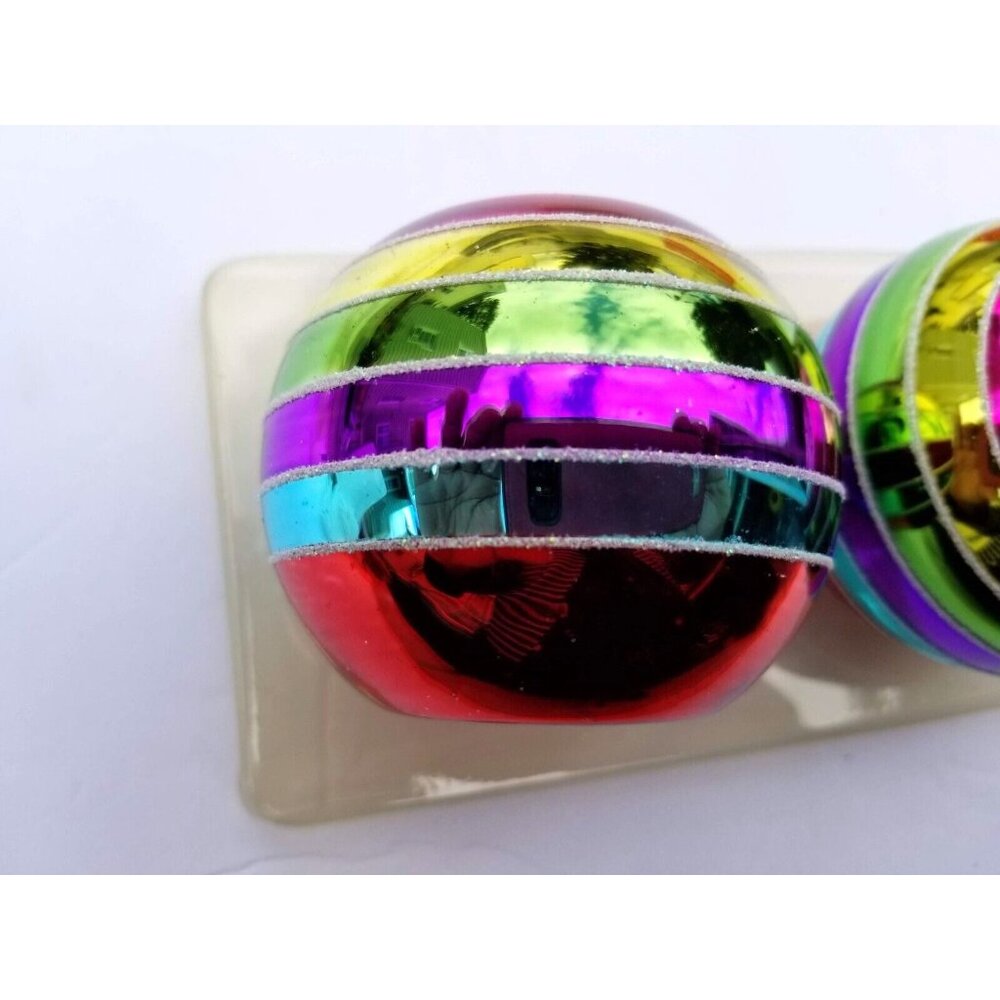 JCP Mercury Glass Votive Holders Set Of 3 Multicolor Stripe Tea Light Holder NEW - Picture 5 of 5